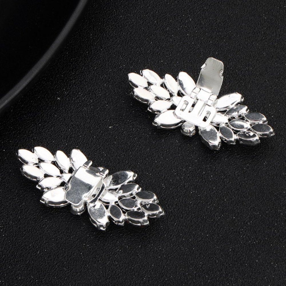 Shoe clips wedding elegant silver tone crystal new - Picture 6 of 7